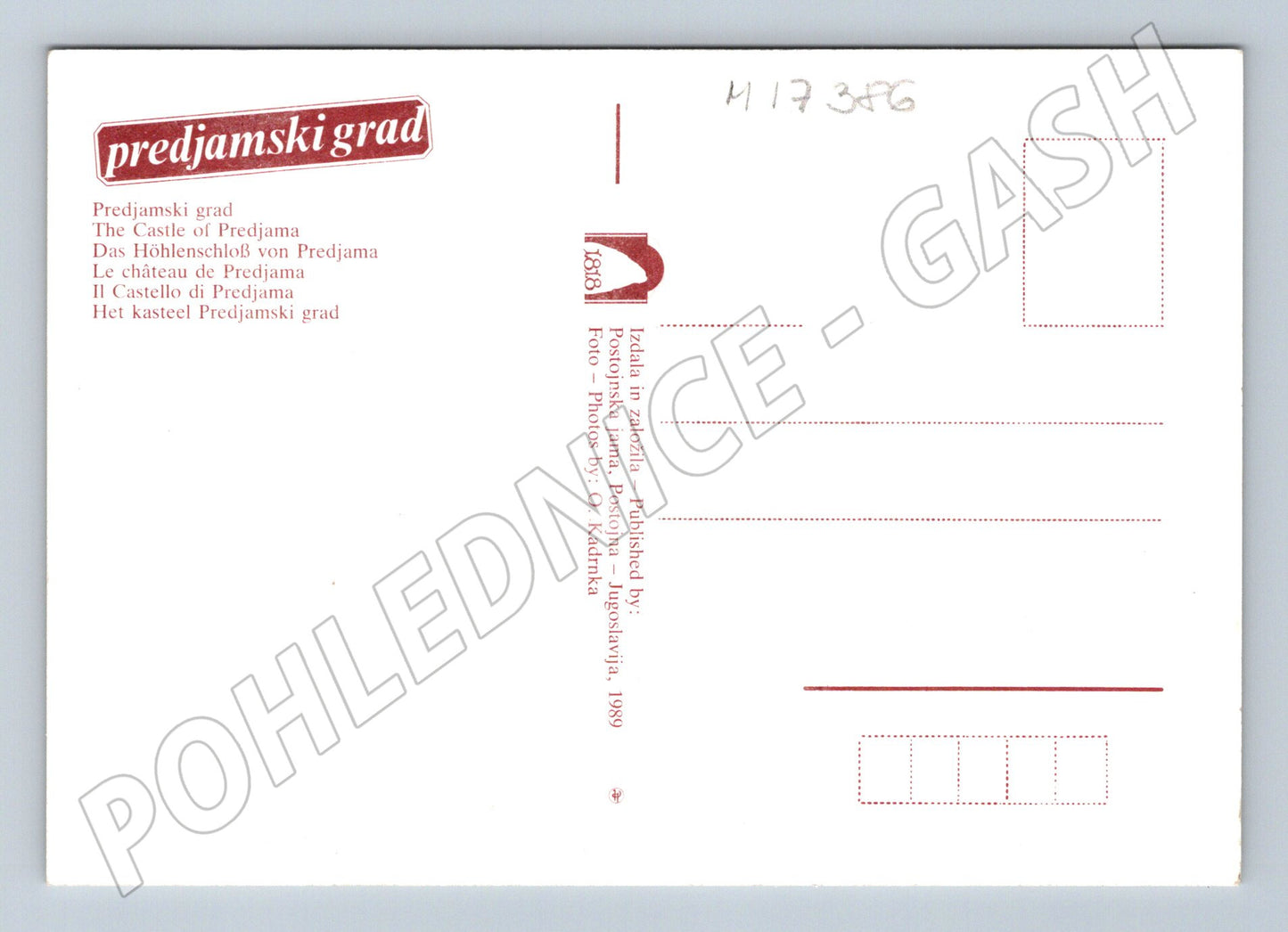 Pohlednice Predjamski grad hrad ve skále 1989 (M17386)