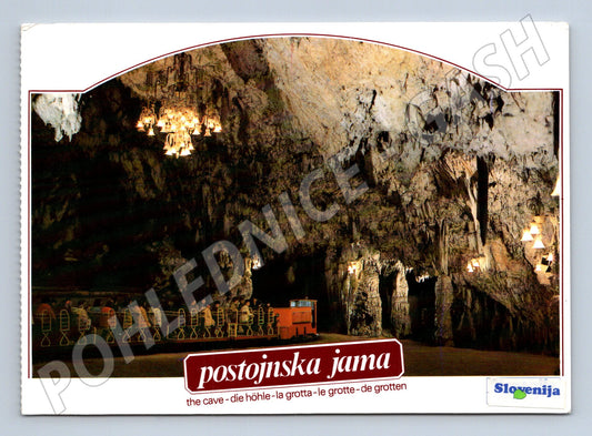 Pohlednice Postojnska jama jeskynní vlak 1986 (M17387)