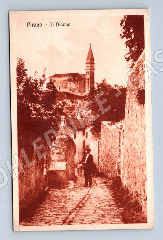 Pohlednice Piran Il Duomo sepia E Bartolomei (M17392)