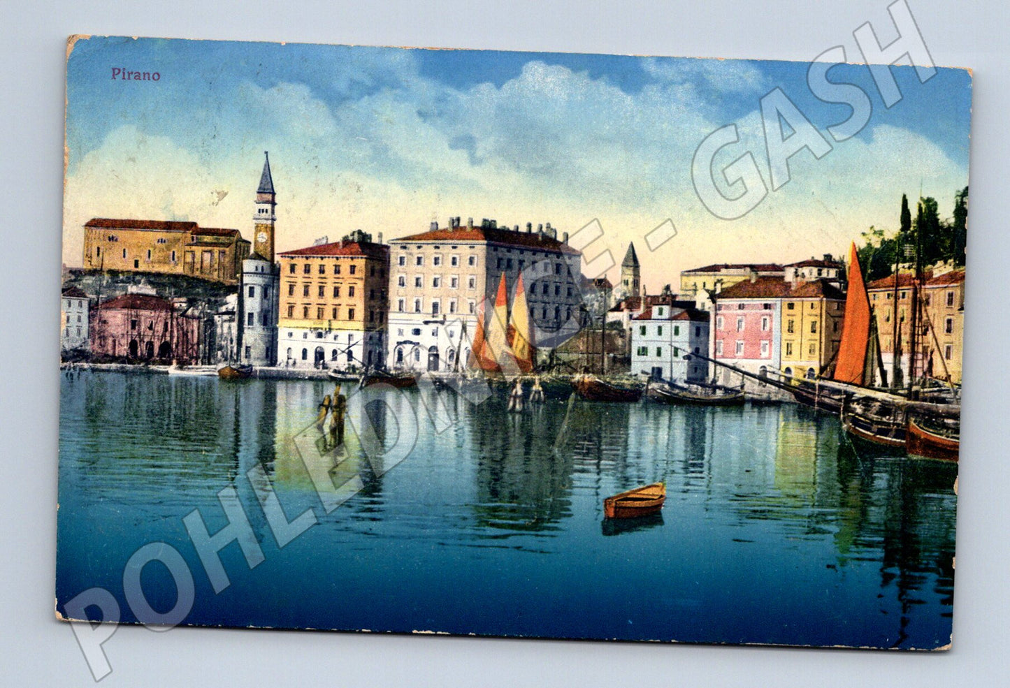 Pohlednice Pirano přístav lodě Jadran kolem 1915 (M17404)