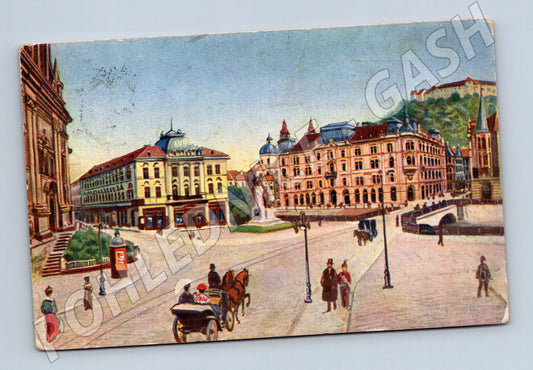 Pohlednice Ljubljana Laibach náměstí kolorovaná (M17407)