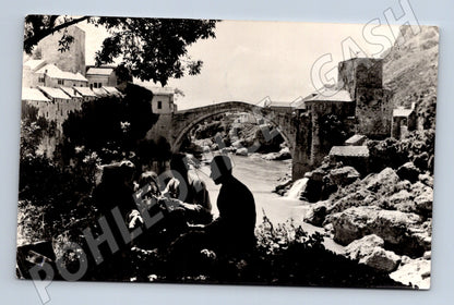 Pohlednice Mostar Starý most černobílá 1965 (M17420)