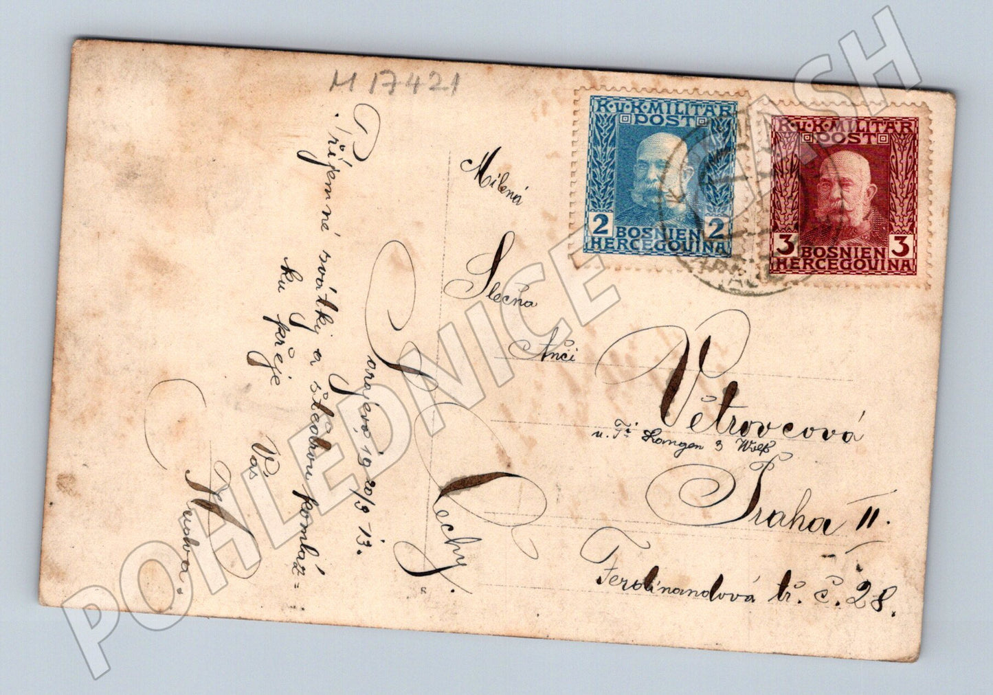 Pohlednice Bosna horská krajina 1913 známky (M17421)