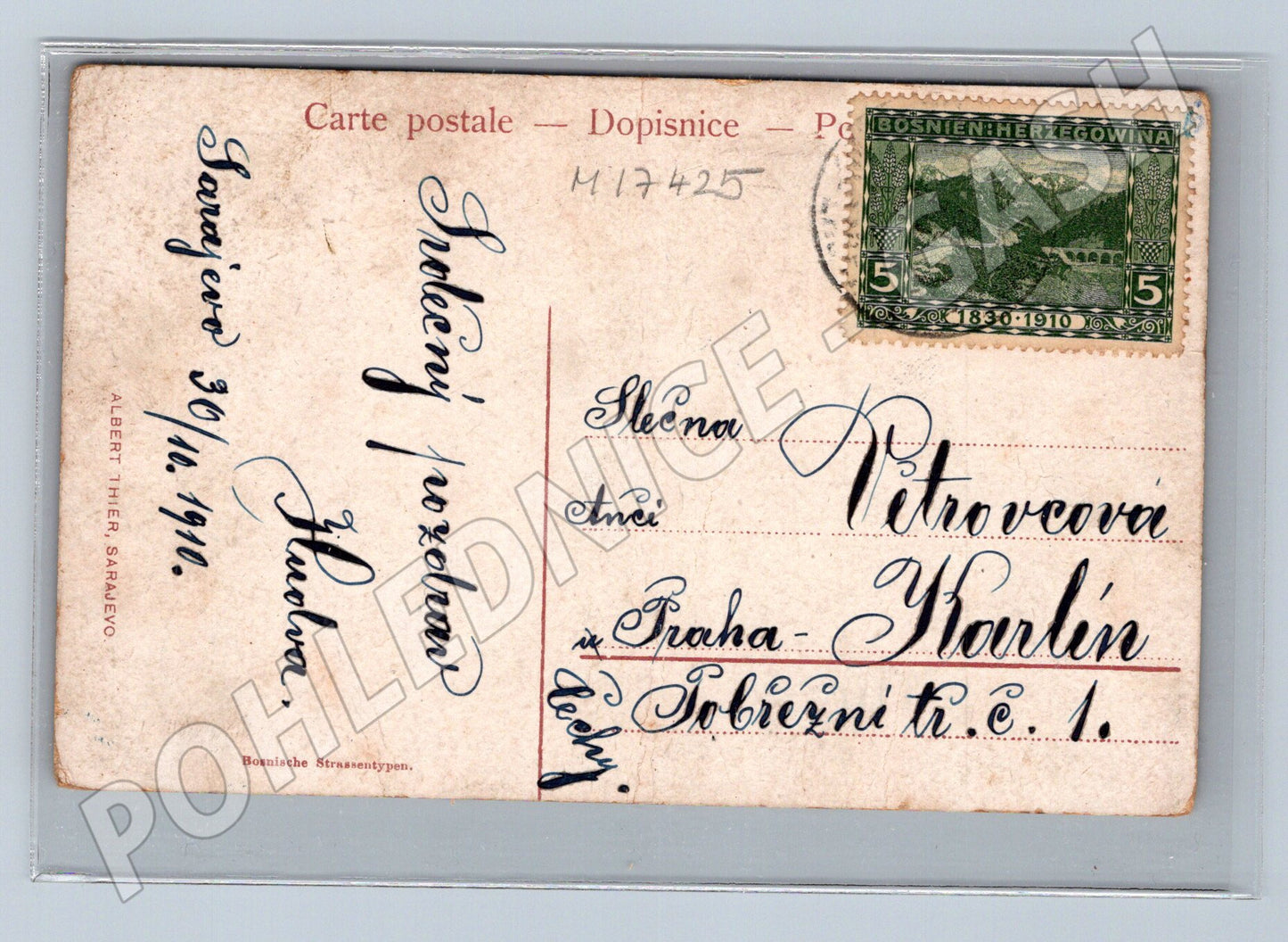 Pohlednice Bosna oděv etnografie Sarajevo do Prahy (M17425)