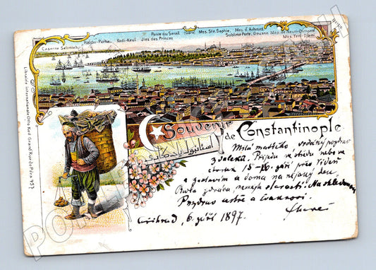 Pohlednice Constantinople Istanbul 1897 ilustrace (M17451)