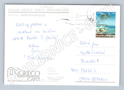 Pohlednice Rhodos Kolimbia Řecko zaslaná 2003 (M17455)