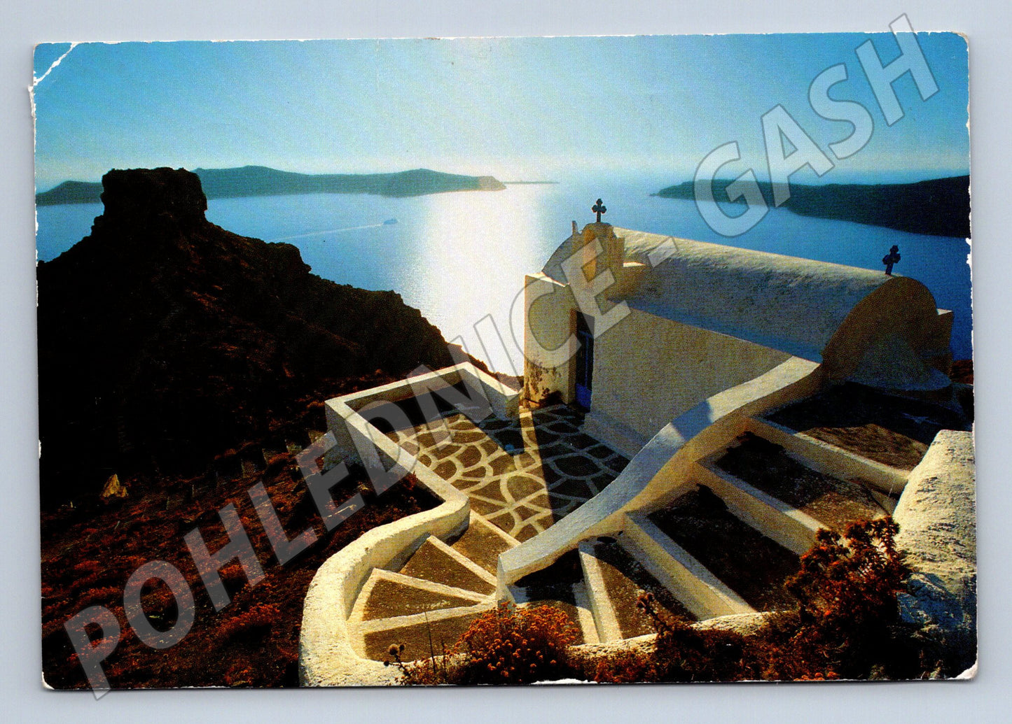 Pohlednice Řecko kostel moře 2005 prošlá (M17460)