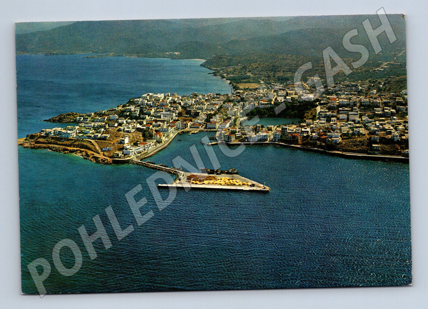 Pohlednice Kréta Agios Nikolaos letecký pohled 1984 (M17466)