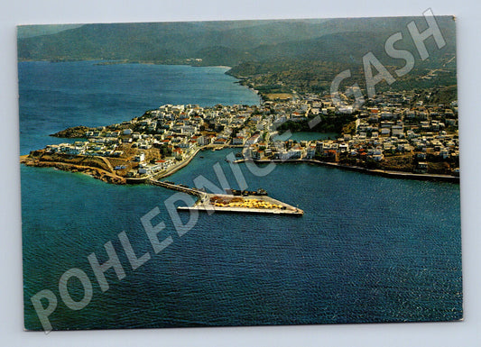 Pohlednice Kréta Agios Nikolaos letecký pohled 1984 (M17466)