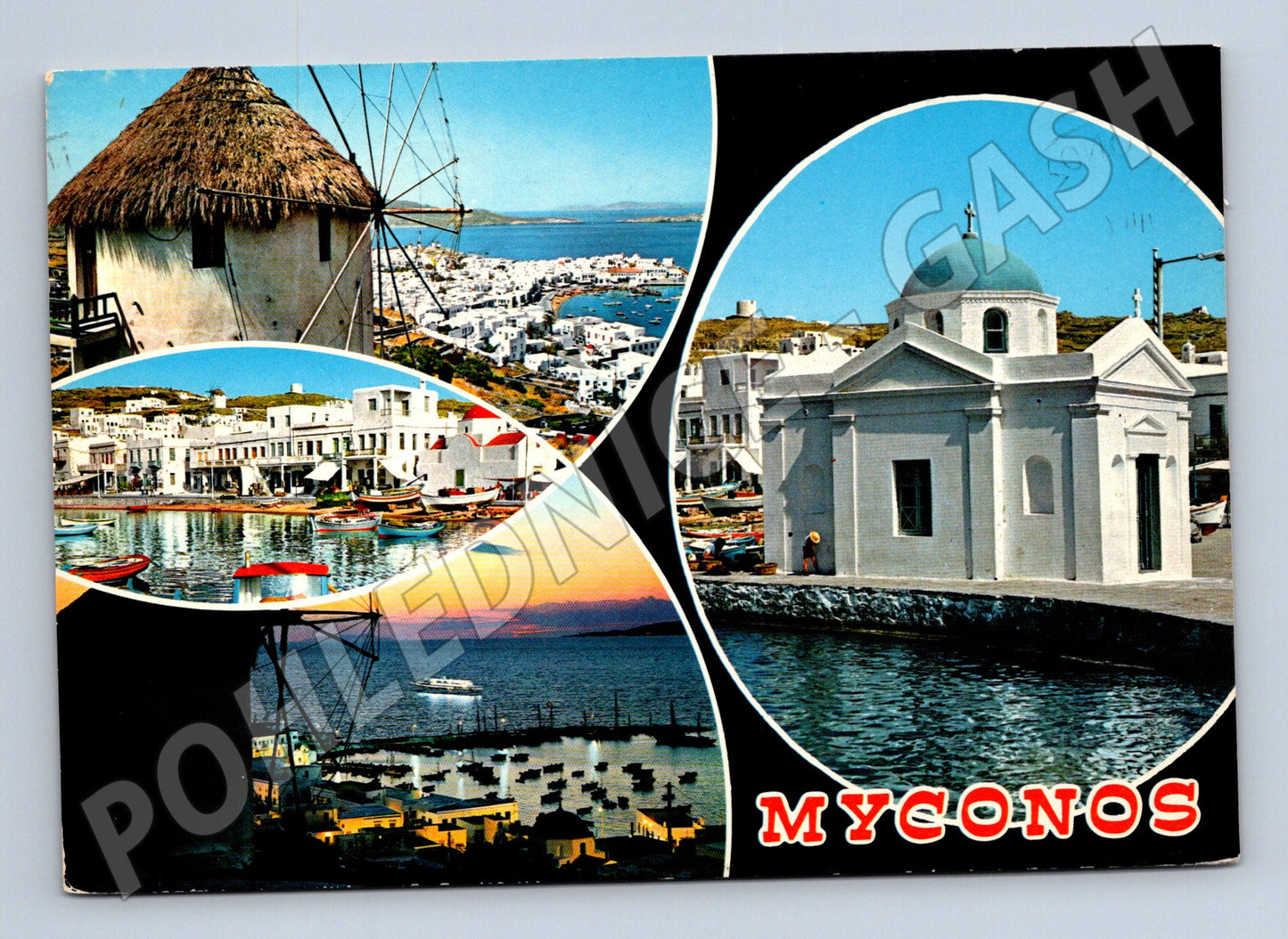 Pohlednice Mykonos Řecko 1970 razítko známky (M17471)