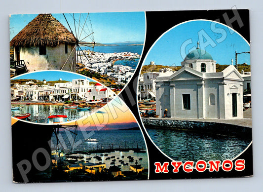 Pohlednice Mykonos Řecko 1970 razítko známky (M17471)