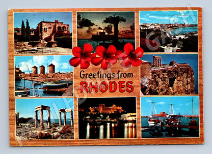 Pohlednice Rhodos koláž památek přístav do ČSSR (M17474)