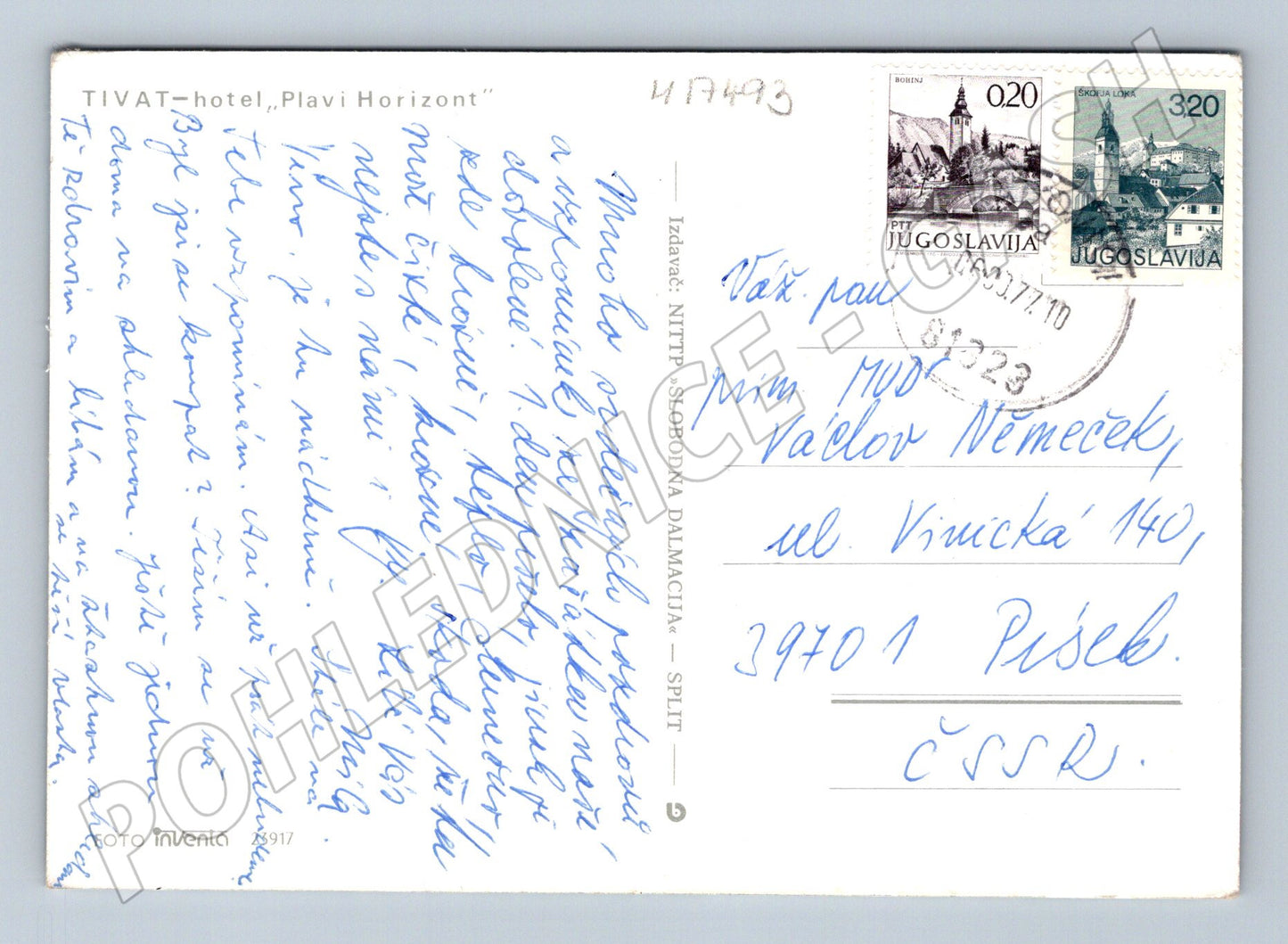 Pohlednice Tivat hotel Plavi Horizont 1978 známky (M17493)