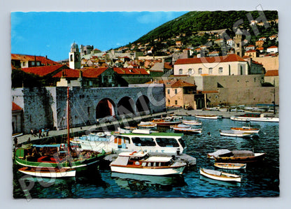 Pohlednice Dubrovník starý přístav lodě historická (M17539)