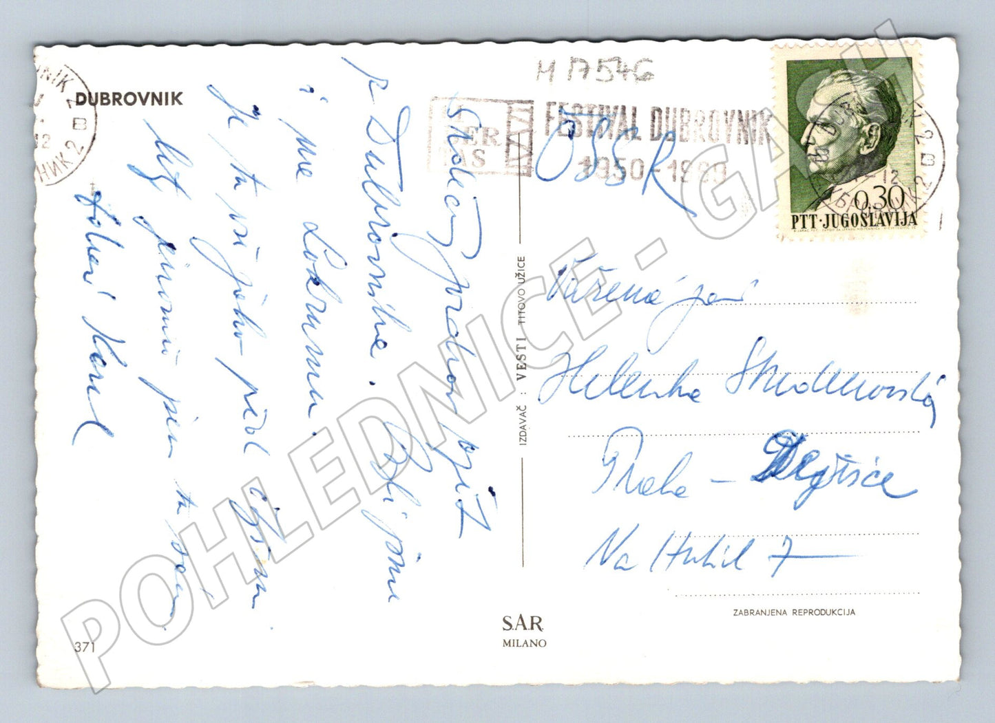 Pohlednice Dubrovník 1969 Festival Jugoslávie známka (M17546)
