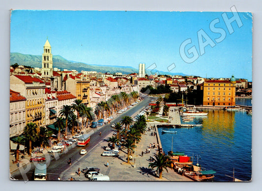 Pohlednice Split Jugoslávie promenáda přístav 70 léta (M17549)
