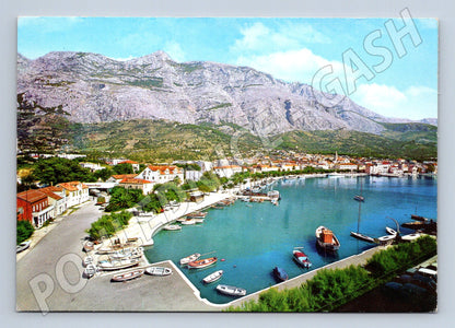 Pohlednice Makarska přístav lodě hory 1982 (M17556)