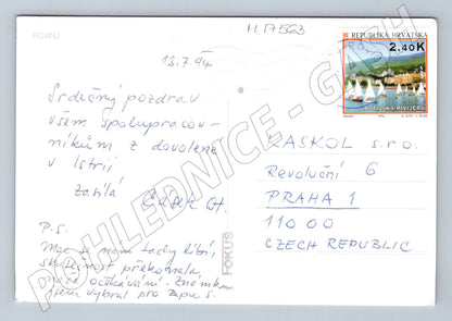 Pohlednice Rovinj přístav lodě 1994 prošlá poštou (M17563)