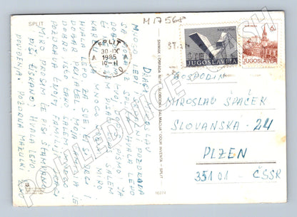 Pohlednice Split Jugoslávie 1985 plachetnice známka (M17568)