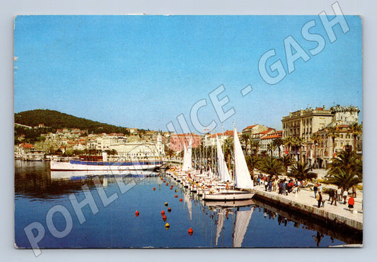 Pohlednice Split Jugoslávie 1985 přístav lodě razítko (M17572)