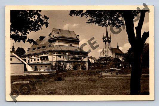 Pohlednice Polička Tylův dům kostel sv Jakuba 1947 (M1758)
