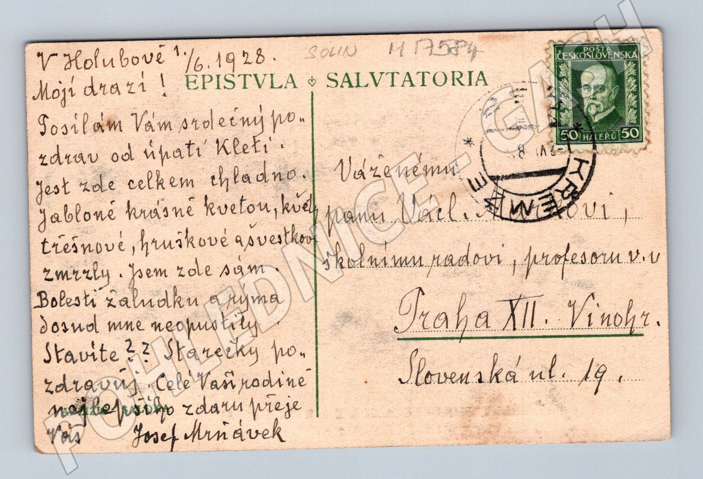 Pohlednice Salona Chorvatsko antické ruiny 1928 do ČSR (M17584)