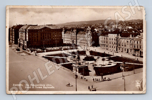 Pohlednice Záhřeb Mihanovićova ulice hotel Esplanade 1929 (M17591)