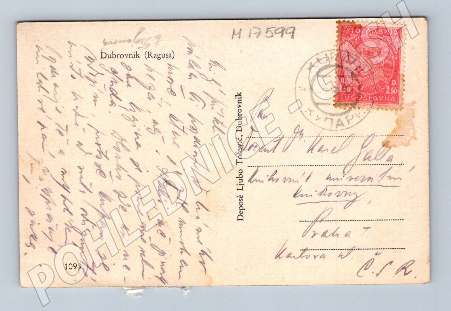 Pohlednice Dubrovník Jugoslávie 30. léta prošlá (M17599)