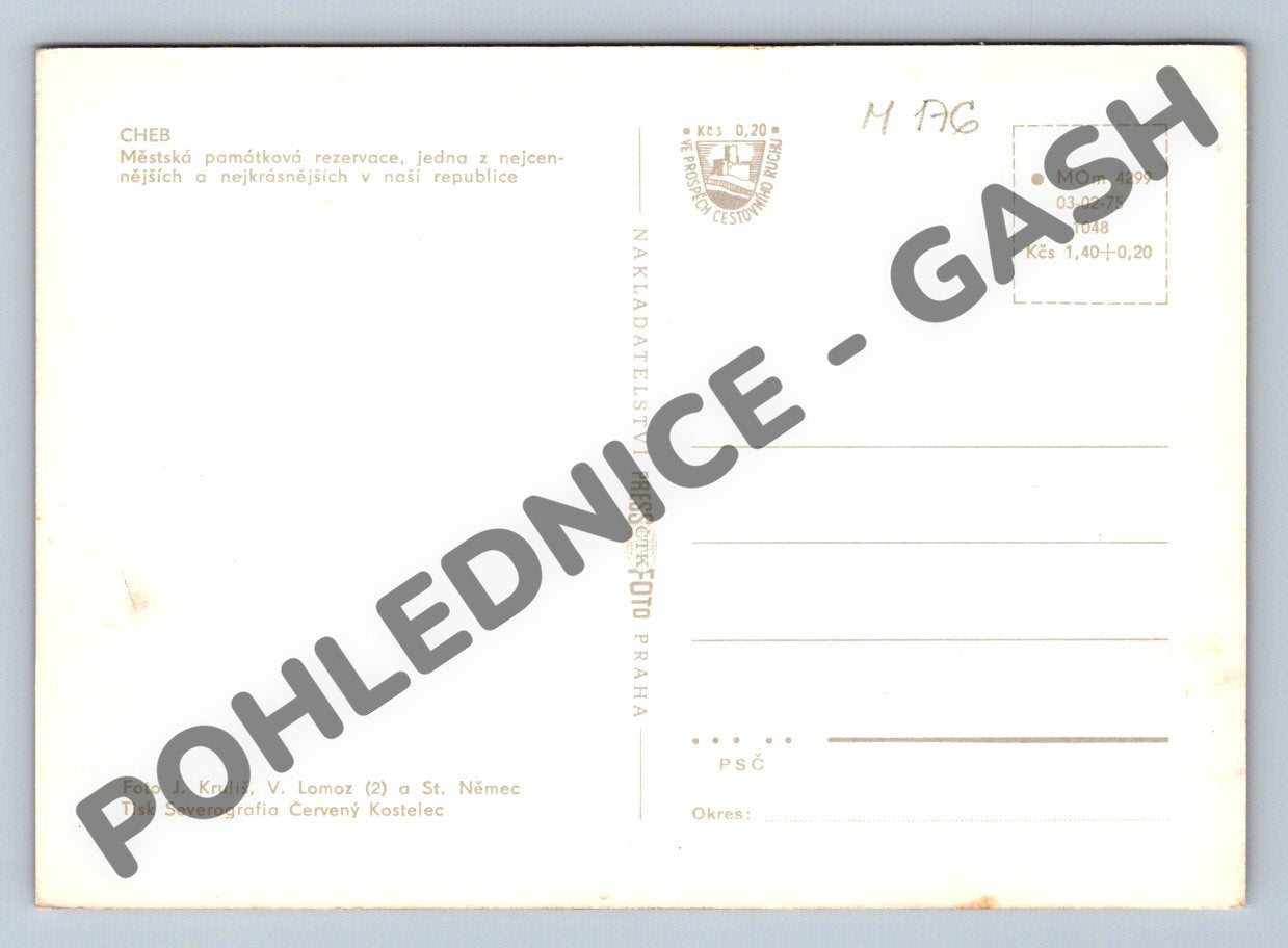 Pohlednice Cheb barevná pohlednice ČSSR 1975 (M176)
