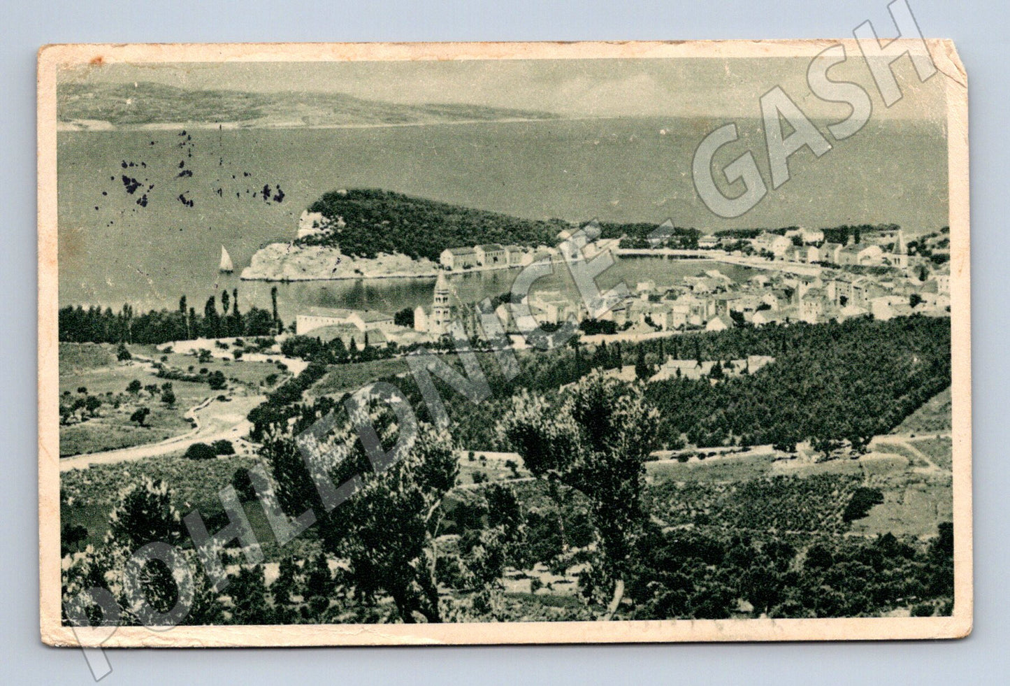 Pohlednice Makarska černobílý pohled popsaná stará (M17605)