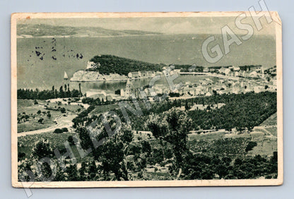 Pohlednice Makarska černobílý pohled popsaná stará (M17605)