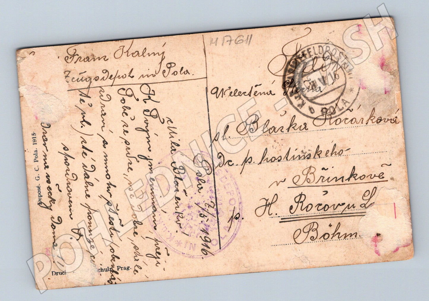 Pohlednice Pula Pola amfiteátr od moře 1916 z fronty (M17611)