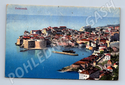 Pohlednice Dubrovník staré město kolorovaná razítko známky (M17616)