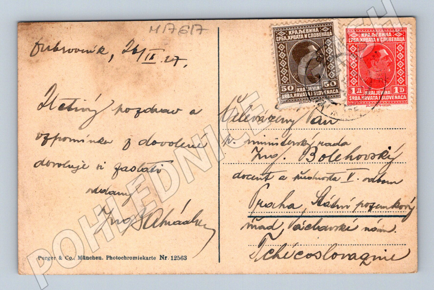 Pohlednice Dubrovník 1927 Království SHS zaslaná (M17617)