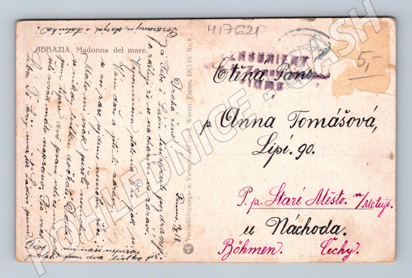 Pohlednice Abbazia Madonna del mare 1918 monarchie (M17621)