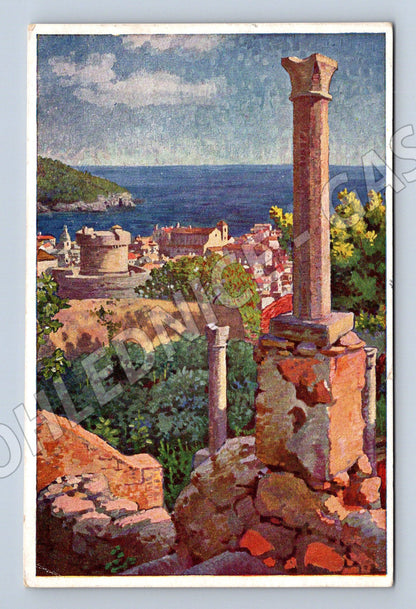 Pohlednice Dubrovník antické ruiny a výhled na město (M17627)