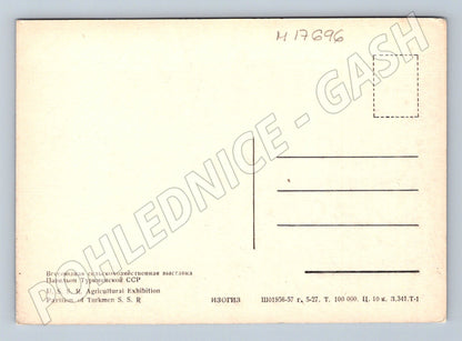 Pohlednice VDNCh pavilon Turkmenské SSR SSSR 1957 (M17696)