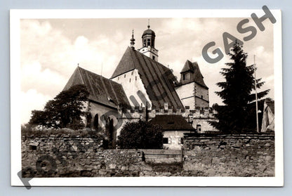 Pohlednice Prachatice kostel s hradbami (M1770)