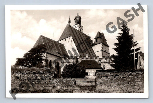 Pohlednice Prachatice kostel s hradbami (M1770)