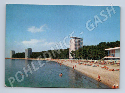 Pohlednice Pitsunda Gruzínská SSR pláž hotely SSSR 1976 (M17707)