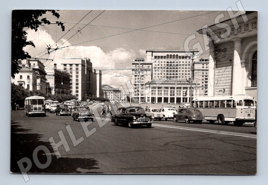 Pohlednice Moskva silniční doprava autobusy auta 1963 (M17794)