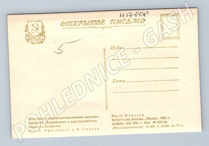 Pohlednice VDNH Moskva pavilon Mechanizace SSSR 1955 (M17808)