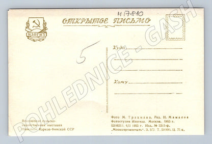 Pohlednice pavilon Karelské-finské SSR VDNCh Moskva SSSR 1955 (M17810)