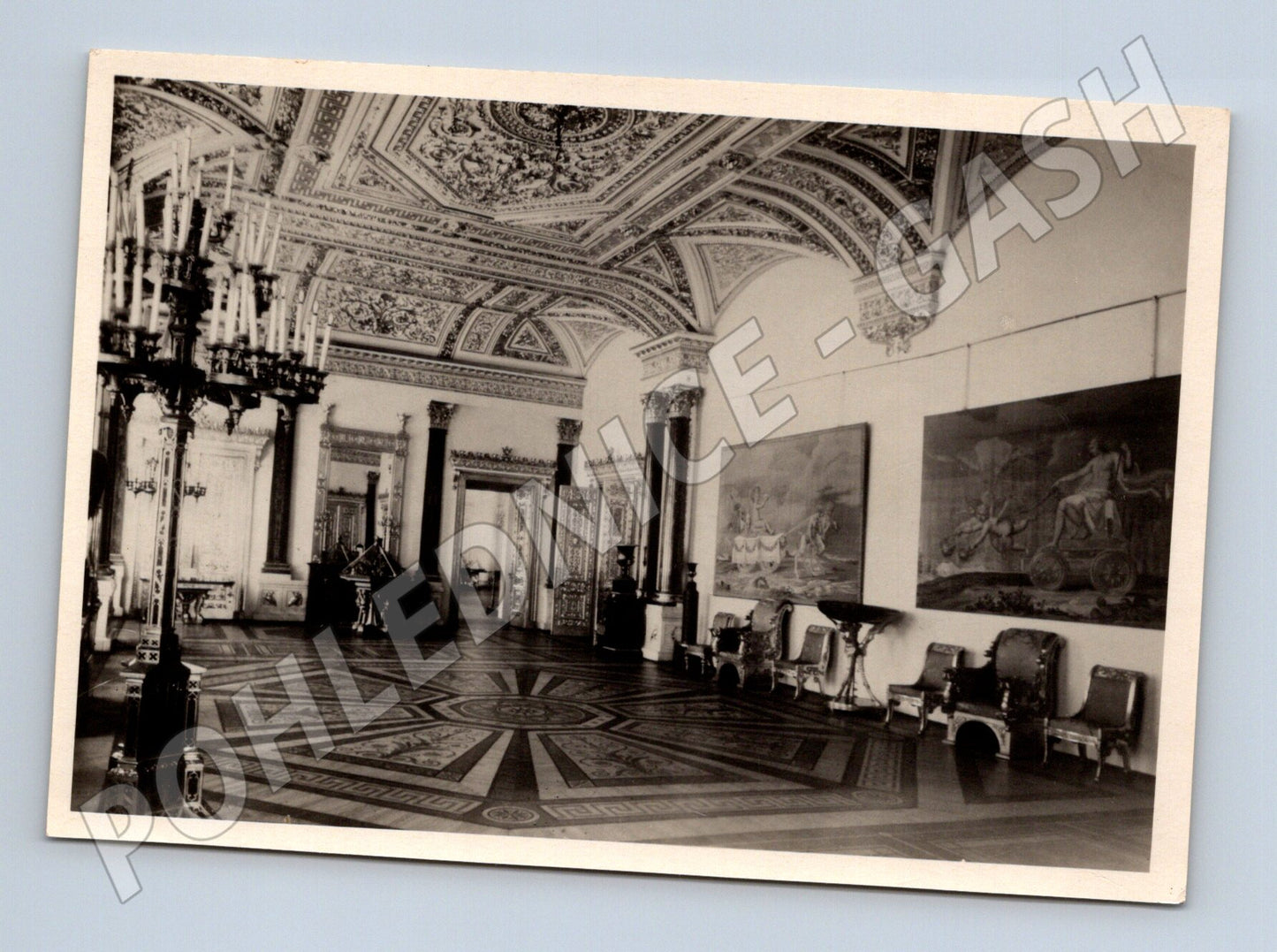 Pohlednice Ermitáž Leningrad Malachitový sál 1954 (M17818)