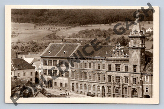 Pohlednice Prachatice stará a nová radnice Orbis (M1787)