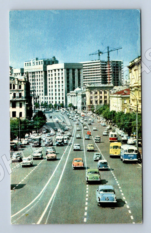 Pohlednice Moskva Marxův prospekt 1969 silniční doprava (M17895)