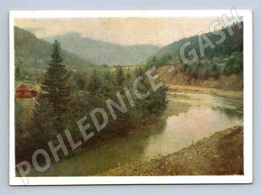 Pohlednice Ukrajina řeka Prut Příkarpatí 1958 barevná (M17959)