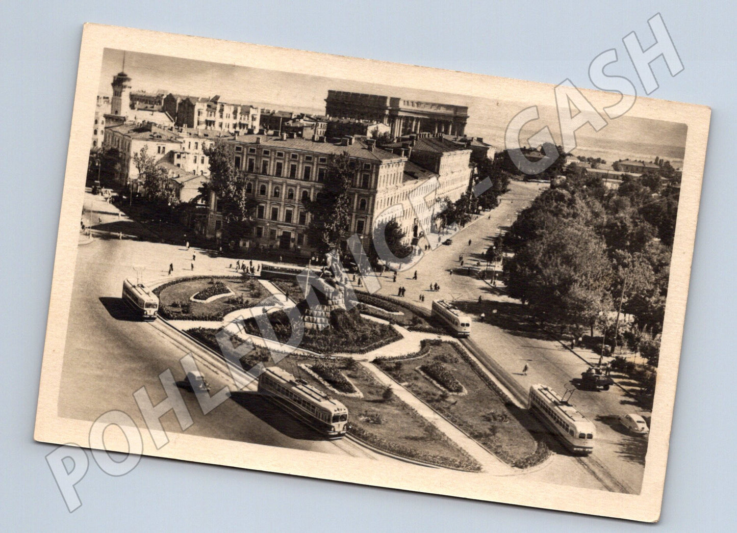 Kyjev náměstí Bohdana Chmelnického tramvaje 1965 černobílá (M17972)