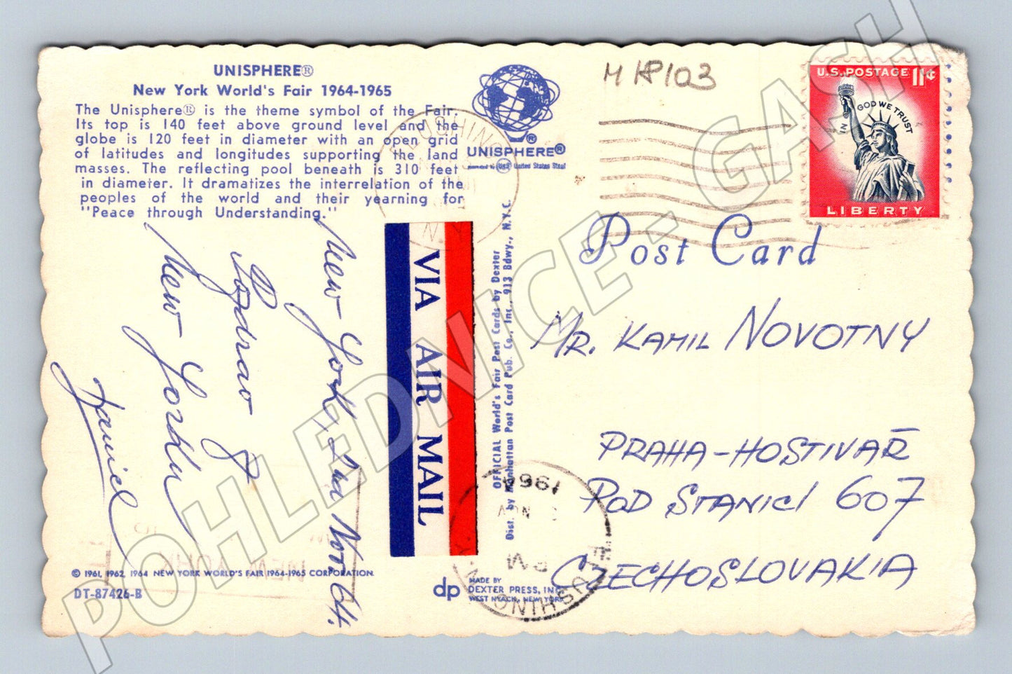 Pohlednice Unisphere New York 1964 1965 (M18103)