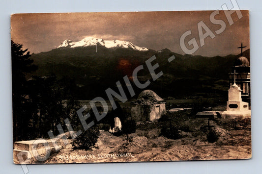 Pohlednice Mexiko sopka hřbitov starý tisk (M18116)